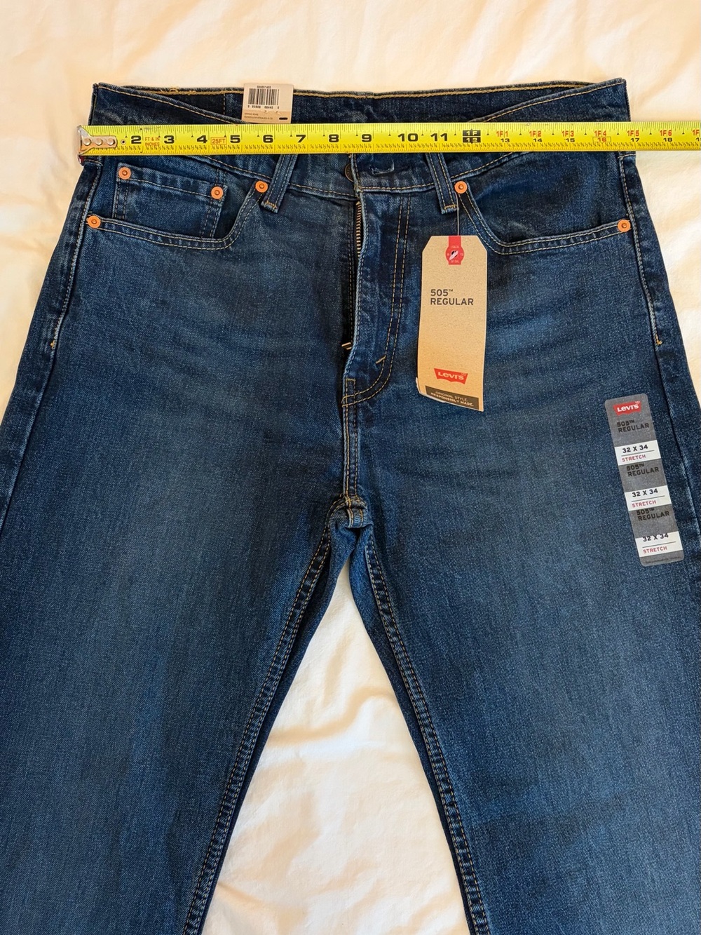 Levi's Blue Denim 505 Regular Straight Jeans with Leather Patch